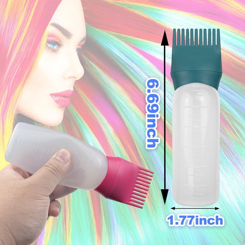 FZWONVUC 4 Pack Root Comb Applicator Bottle, Hair Oil Comb Applicator for Hair Dye, Shampoos, Salons (Red+Green) - Image 2